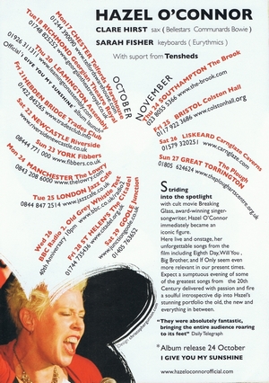 HAZEL O'CONNOR - OCT NOV 2011 TOUR